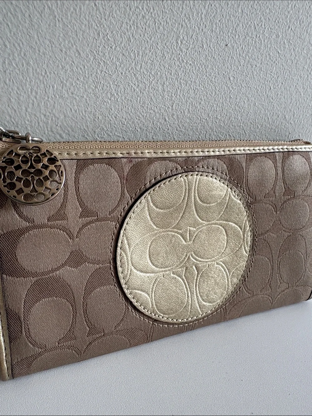 Coach Signature Jacquard Wristlet Wallet Clutch